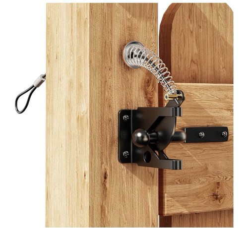 Self locking gate latch - locking, black