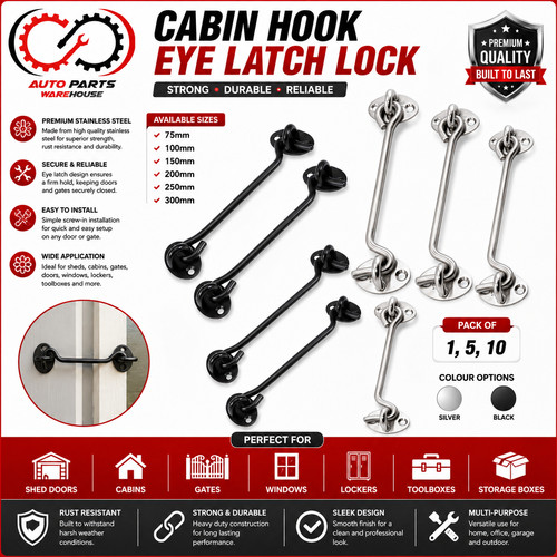 Cabin hook and eye latch - cabin, lock